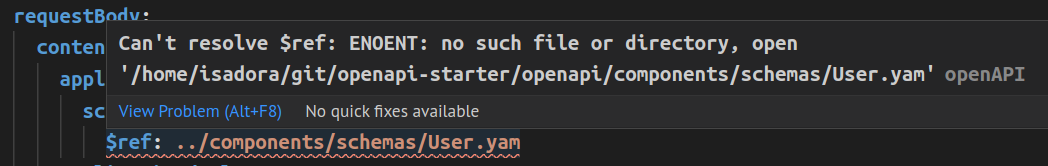 Redocly OpenAPI warning about a referenced file not found